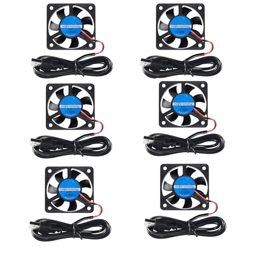 6PCS 5010 USB-Lüfter DC 5V Bürstenloser Lüfter 50 x 50 x 10 mm 3D-Drucker-Lüfter 50 mm mit USB-Computer-Lüfter CPU-Kühler von DORHEA