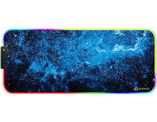 DORRISO RGB Gaming Mauspad Große XXL 900x400x3 mm Mausmatten Schreibtischunterlage Wasserdicht Anti Rutsch Matte für Computer PC Professionelle Gamer Gaming Mousepads Blau A von DORRISO