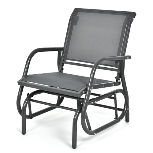 DORTALA Schaukelstuhl, Outdoor-Schaukelstuhl mit Metallrahmen, bequemer Einzelgleiter Terrassenstuhl für Veranda, Pool, Rasen, Grau DORTALA Schaukelstuhl, Outdoor-Schaukelstuhl mit Metallrahmen, bequemer Einzelgleiter Terrassenstuhl für Veranda, Pool, Rasen, Grau von DORTALA