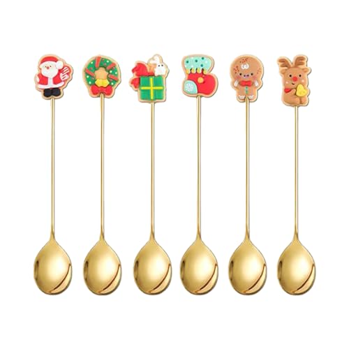 6 Stück/Set Weihnachtslöffel, Teelöffel, Edelstahl-Rührlöffel für Kaffee, Tee, Suppe, Zucker, Dessert, Gewürze, Eis, Edelstahl-Löffel-Sets für den Esstisch 6 Stück/Set Weihnachtslöffel, Teelöffel, Edelstahl-Rührlöffel für Kaffee, Tee, Suppe, Zucker, Dessert, Gewürze, Eis, Edelstahl-Löffel-Sets für den Esstisch von DOSERTY