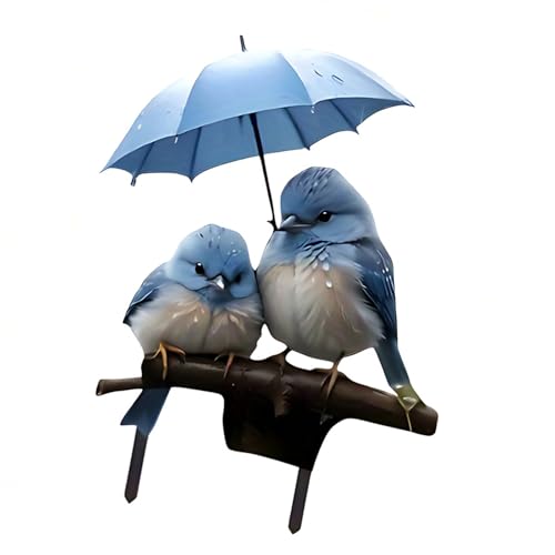 Blauer Vogelschirm Acryl Gartenstecker 2D flaches Design für Rasen Dekor Einfache Installation Blumenbeet Akzent Blauer Vogelschirm Acryl Gartenstecker 2D flaches Design für Rasen Dekor Einfache Installation Blumenbeet Akzent von DOSERTY