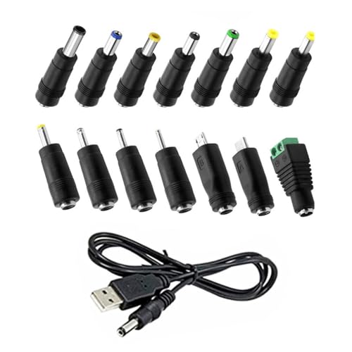 DOSERTY USB Zu DC5V Stromkabel Mit 14 Adapterstopfen 5.5x21.mm Weiblich Für Mondlampenkameras Und Lüfter von DOSERTY