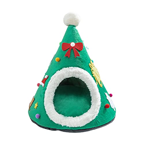 Höhlenbettzelt in Weihnachtsbaumform, für kleine bis große Katzen, maschinenwaschbar, ultraweiches Kissen, rutschfest, warmes Zelt Höhlenbettzelt in Weihnachtsbaumform, für kleine bis große Katzen, maschinenwaschbar, ultraweiches Kissen, rutschfest, warmes Zelt von DOSERTY