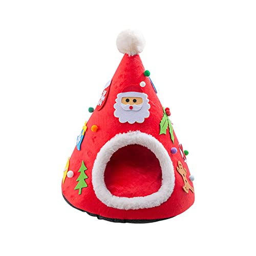 Höhlenbettzelt in Weihnachtsbaumform, für kleine bis große Katzen, maschinenwaschbar, ultraweiches Kissen, rutschfest, warmes Zelt Höhlenbettzelt in Weihnachtsbaumform, für kleine bis große Katzen, maschinenwaschbar, ultraweiches Kissen, rutschfest, warmes Zelt von DOSERTY