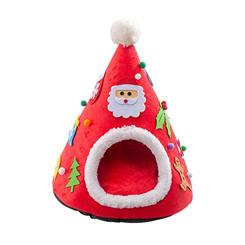 Höhlenbettzelt in Weihnachtsbaumform, für kleine bis große Katzen, maschinenwaschbar, ultraweiches Kissen, rutschfest, warmes Zelt Höhlenbettzelt in Weihnachtsbaumform, für kleine bis große Katzen, maschinenwaschbar, ultraweiches Kissen, rutschfest, warmes Zelt von DOSERTY
