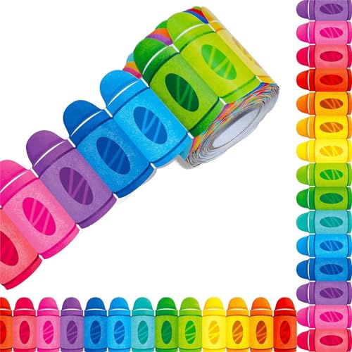 Selbstklebende Bordüre, Klassenzimmer-Dekorationen, Zierleiste, bunte Punkte, Pinnwand-Aufkleber von DOSERTY
