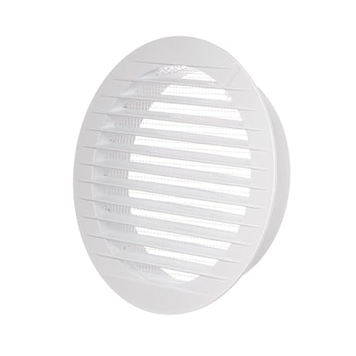 DOSPEL Rund Lüftungsabdeckung 100mm - Lüftungsklappe Durchmesser 10 cm mit Insektenschutzgitter und Staub - Weiß Abdeckung Dunstabzug Außen - Einfache Montage von DOSPEL