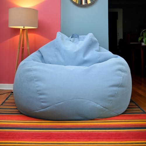DOSYCOVUR Bean Bag Cover Nur Stretch Samt Waschbar Verdickt Reißverschluss Solid Color für Schlafzimmer Büro Wohnzimmer Patio Modern Style für Teens Erwachsene,Blau,80 * 90cm von DOSYCOVUR