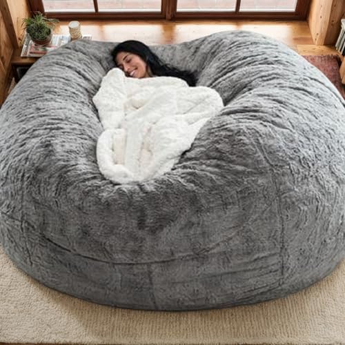 DOSYCOVUR Bean Bag Stuhlhülle Nur Hülle Ohne Füllung Große Runde Weiche Flauschige Samthülle Waschbar Lazy Sofa Bettbezug Erwachsene Wohnzimmer Schlafzimmer Möbel Außenhülle,I,180 * 90 von DOSYCOVUR