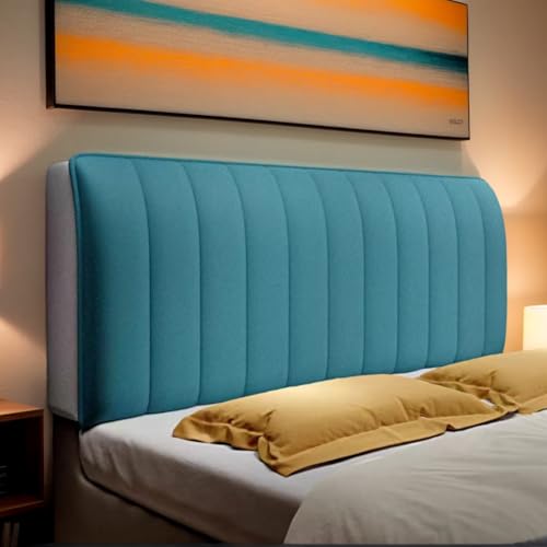 DOSYCOVUR Bett Kopfteil Polster Velours Hülle Stretch Dehnbare Vollabdeckung Dicke Polsterung Waschbar Staubdicht Für Einzelbett Doppelbett King Size Kopfteil Schutz,Blau,180cm von DOSYCOVUR