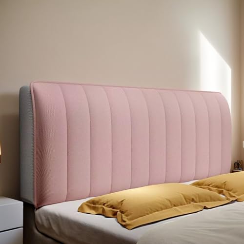 DOSYCOVUR Bett Kopfteil Polster Velours Hülle Stretch Dehnbare Vollabdeckung Dicke Polsterung Waschbar Staubdicht Für Einzelbett Doppelbett King Size Kopfteil Schutz,Rosa,200cm von DOSYCOVUR