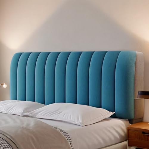 DOSYCOVUR Bett Rückenlehne Bezug Aus Velours Stretch Dehnbare Kopfteil Hülle Waschbar Staubdicht Polsterung Dicke Vollabdeckung Für Einzelbett Doppelbett King Size,Blau,190cm von DOSYCOVUR