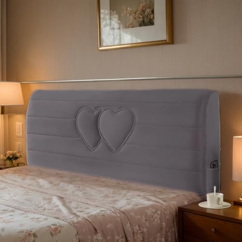 DOSYCOVUR Bettkopfteile Staubschutzbezug Bettkopfteile Super King Size Bettkopfteile Für Doppelbetten Veloursmaterial Waschbar Geeignet Für Schlafzimmer Elastisch Dick,Grey 3,150cm von DOSYCOVUR