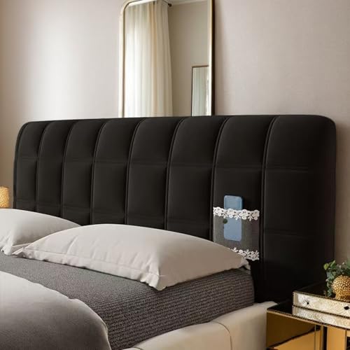 DOSYCOVUR Dehnbarer Velours Kopfteilbezug Waschbar Staubdicht Für King Size Doppelbett Einzelbett Vollständiger Schutzbezug Gepolstertes Kopfteil Für Holz Kopfteil,Schwarz,190cm DOSYCOVUR Dehnbarer Velours Kopfteilbezug Waschbar Staubdicht Für King Size Doppelbett Einzelbett Vollständiger Schutzbezug Gepolstertes Kopfteil Für Holz Kopfteil,Schwarz,190cm von DOSYCOVUR