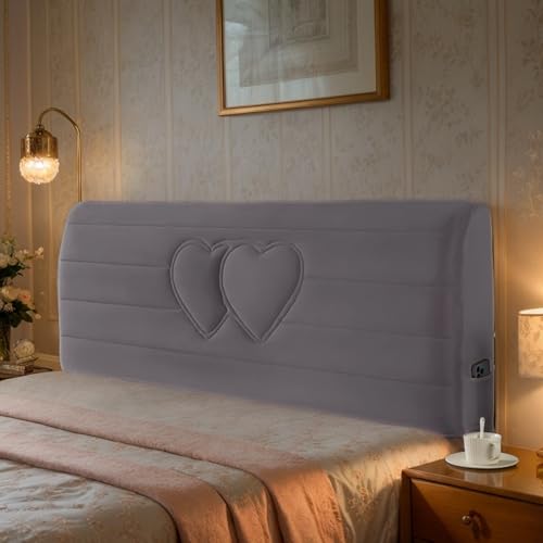 DOSYCOVUR Dicker Gepolsterter Velours Kopfteilbezug Waschbar Dehnbar Staubdicht Für Einzelbett Doppelbett Kingsize Modernes Schlafzimmerdesign,Gray 3,150cm von DOSYCOVUR