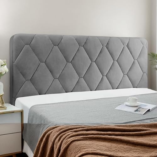DOSYCOVUR Polster Kopfteilbezug Staubschutzhülle Bettgestellbezug Kopfteilbezüge Französischer Stil Grau Kopfteilbezug Für Doppelbett Kopfteilkissen Mit Bändern,Grau,160cm von DOSYCOVUR