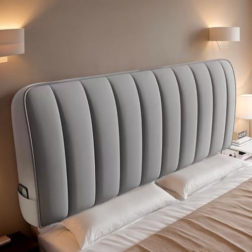 DOSYCOVUR Samt Kopfteilbezug für King Size Bett Vollabdeckung Dehnbar Waschbar Staubschutz Kopfteilprotektor für Einzelbett und Doppelbett Polsterung,D,210cm von DOSYCOVUR