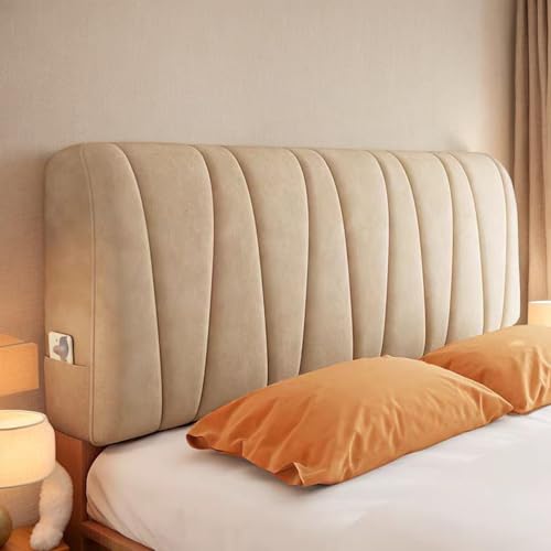 DOSYCOVUR Velours Kopfteilbezug Vollabdeckung Padded Kopfteil Schutzhülle Waschbar Staubschutz Stretch Für Bett Holz Kopfteil King Single Double Kopfteilbezug,Braun,130cm von DOSYCOVUR