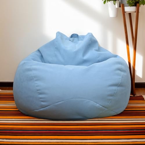 DOSYCOVUR Velvet Bean Bag Cover Nur Stretch Soft Waschbarer Reißverschluss Verdickt Solid Color Für Erwachsene Teens Schlafzimmer Büro Wohnzimmer Patio Sitzsack Sofa,Blau,100 * 120cm von DOSYCOVUR