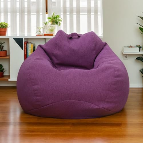 DOSYCOVUR Velvet Bean Bag Cover Nur Stretch Soft Waschbarer Reißverschluss Verdickt Solid Color Für Erwachsene Teens Schlafzimmer Büro Wohnzimmer Patio Sitzsack Sofa,Lila,100 * 120cm von DOSYCOVUR