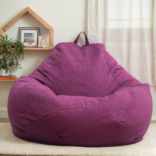DOSYCOVUR Waschbare Velours Hülle Sitzsack Erwachsene Teenager Dick Stretch Solide Farbe Zipper Büro Wohnzimmer Schlafzimmer Einfach Zu Entfernen Zu Waschen,Lila,80 * 90cm von DOSYCOVUR