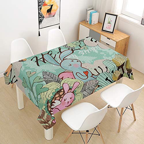 3D Tischdecke Abwaschbar, DOTBUY Wasserabweisende Tischdecke Rechteckig Abwischbare Wachstuch für Desktop Dekorative Tuch Hotel Bankett Party Garten (Hase,60x60cm) von DOTBUY-SHOP