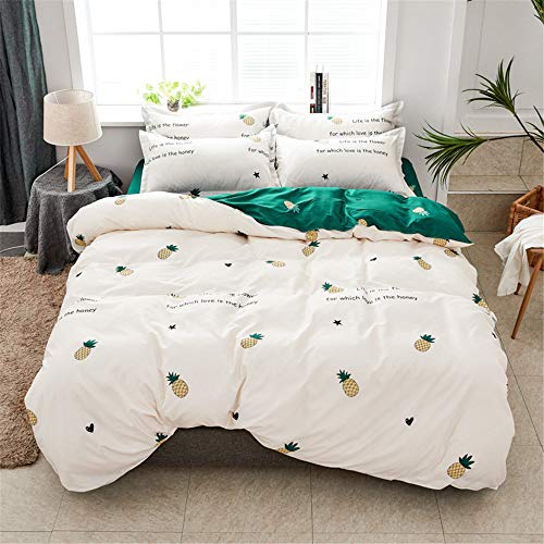 Bettbezug Set, DOTBUY Modern Bettwäsche-Set 3 TLG Bettwäsche Set Polyester Super Weiche mit Reissverschluss Atmungsaktive Bettbezug Kissenbezüge Bettlaken (Gelbe Ananas,220x240cm) von DOTBUY-SHOP