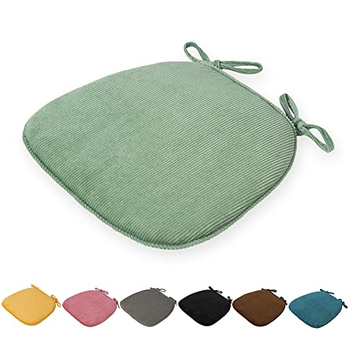 DOTBUY Kordsamt Stuhlkissen mit Bändern Abnehmbarem rutschfeste Sitzkissen Stuhl Waschbar Sitzpolster Sitzauflage für Gartenstuhl Gartenbank Terrasse Indoor Outdoor (Hellgrün,43x41x35cm) von DOTBUY-SHOP