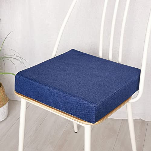 DOTBUY Leinen Stuhlkissen Abnehmbarem rutschfeste Sitzkissen Stuhl Waschbar Sitzpolster Sitzauflage für Gartenstuhl Gartenbank Terrasse Indoor Outdoor (45x45x8cm,Navy blau) von DOTBUY-SHOP