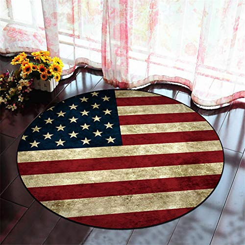 DOTBUY Runder Teppich Innenbereich, Teppich Wohnzimmer Kristall Samt Innen Fussmatten rutschfest Praktische Flur Fußabtreter Matte (80cm x80cm, Amerikanische Flagge) von DOTBUY-SHOP