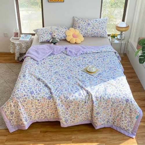DOTBUY-SHOP 100% Baumwolle Bettüberwurf Steppdecke Tagesdecke Leichte Doppelseitig Tagesdecken mit Präge Wohndecke aus Gesteppt Bettdecke für Einzelbett Doppelbett (Lavendel-Lila,150x200cm) von DOTBUY-SHOP