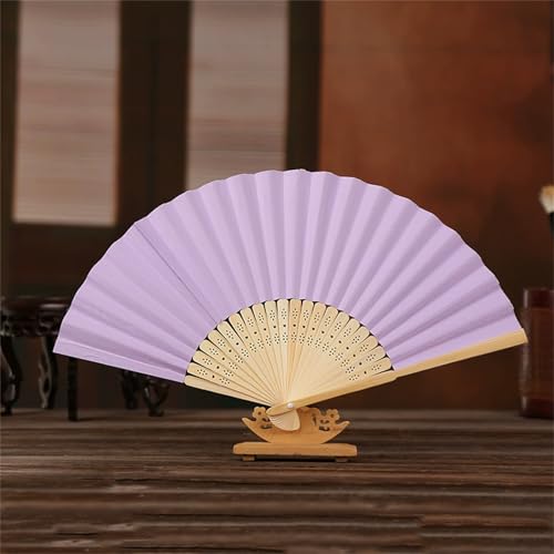 DOTBUY-SHOP 2/5/10/15 PCS Faltbare Fächer, Chinesischer Handfächer Fächer Klein Holz, Klassischer Fecher Sommer, für Geburtstagsgeschenk,Tanzen,Party,Requisiten-Dekoration (Hellviolett,15 Stück) von DOTBUY-SHOP