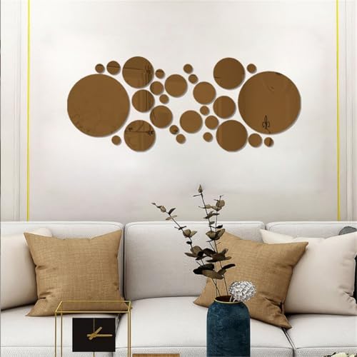 DOTBUY-SHOP 26 Stück Spiegelblätter Selbstklebend Einfacher Acryl Spiegelwand Aufkleber für Kinderzimmer, Schlafzimmer, Home Wohnzimmer Sofa TV Einstellung Wand DIY Dekor (Braun) von DOTBUY-SHOP
