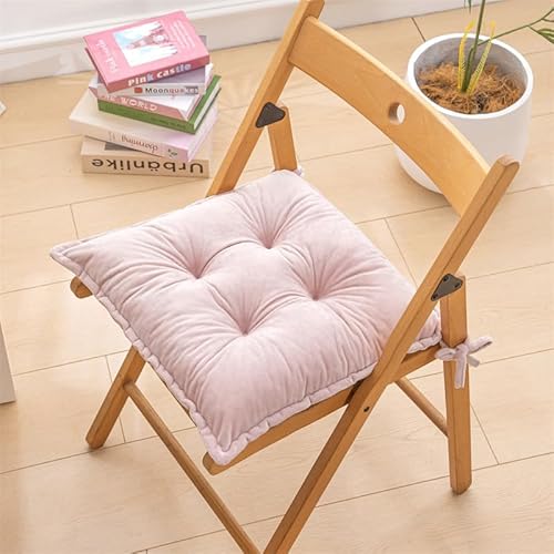 DOTBUY-SHOP 2er Set Sitzkissen Stuhl mit Haltebändern, Stuhlkissen Outdoor 40/45/50cm, Samt SitzkissenRutschfest Sitzpolster Gartenstuhl Esszimmerstuhl für Küche Garten Büro (40x40cm,Rosa) von DOTBUY-SHOP