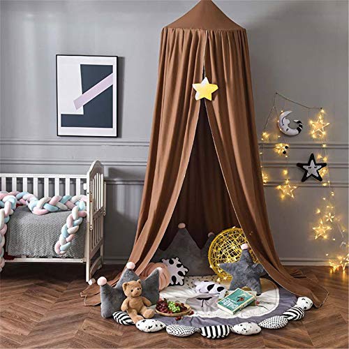 DOTBUY-SHOP Baby Betthimmel Baldachin Rund Moskitonetz, Rund Kinderzimmer Einfarbig Hängende Bettvorhang Deko für Prinzessin Spielzelte Babybett & Schlafzimmer (Kaffee) von DOTBUY-SHOP