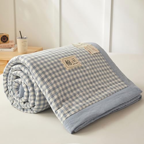 DOTBUY-SHOP Bettüberwurf Steppdecke, Baumwolle Karo Tagesdecke Leichte Tagesdecken mit Präge Wohndecke aus Gesteppt Bettdecke Bettbezug für Einzelbett Doppelbett (Hellblau,180x200cm) von DOTBUY-SHOP
