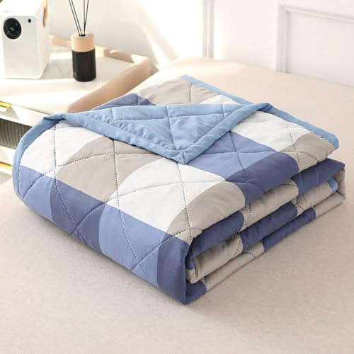 DOTBUY-SHOP Bettüberwurf Steppdecke, Karo Tagesdecke Zweiseitig Leichte Tagesdecken mit Präge Wohndecke aus Gesteppt Bettdecke Bettbezug für Einzelbett Doppelbett (Blau,180x200cm) von DOTBUY-SHOP