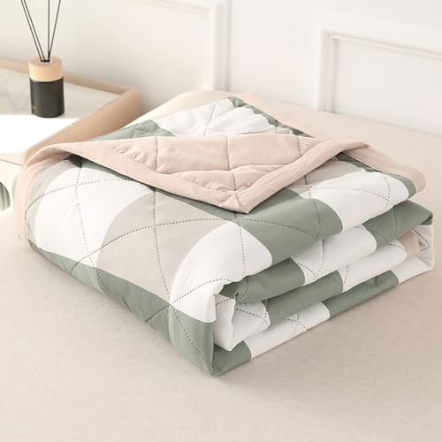 DOTBUY-SHOP Bettüberwurf Steppdecke, Karo Tagesdecke Zweiseitig Leichte Tagesdecken mit Präge Wohndecke aus Gesteppt Bettdecke Bettbezug für Einzelbett Doppelbett (Grün,180x200cm) von DOTBUY-SHOP