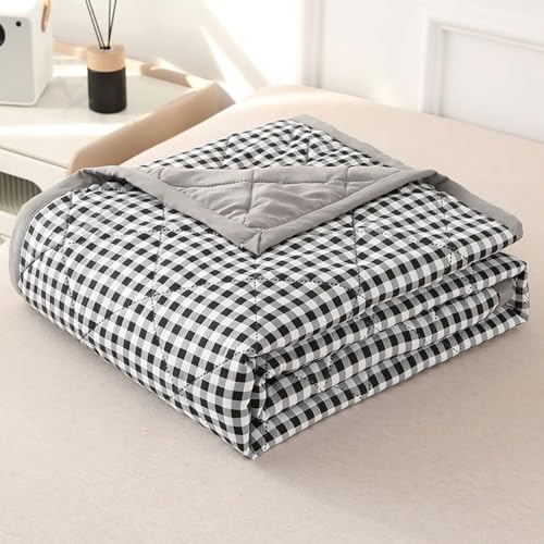 DOTBUY-SHOP Bettüberwurf Steppdecke, Karo Tagesdecke Zweiseitig Leichte Tagesdecken mit Präge Wohndecke aus Gesteppt Bettdecke Bettbezug für Einzelbett Doppelbett (Schwarz,180x200cm) von DOTBUY-SHOP