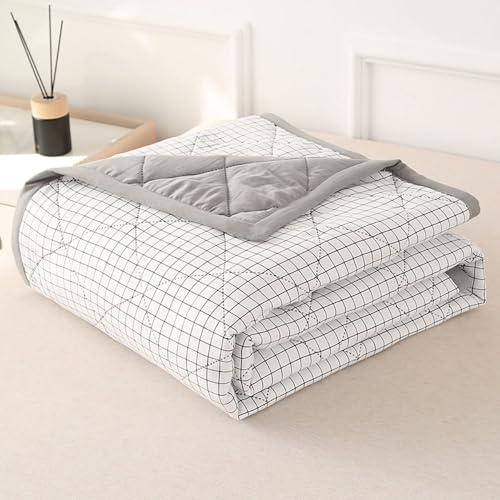 DOTBUY-SHOP Bettüberwurf Steppdecke, Karo Tagesdecke Zweiseitig Leichte Tagesdecken mit Präge Wohndecke aus Gesteppt Bettdecke Bettbezug für Einzelbett Doppelbett (Weiß,200x230cm) von DOTBUY-SHOP