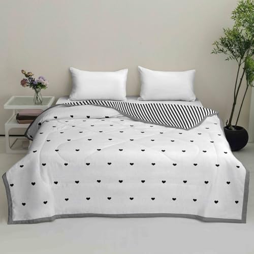 DOTBUY-SHOP Bettüberwurf Steppdecke, Modern Tagesdecke Leichte Tagesdecken mit Präge Wohndecke aus Gesteppt Bettdecke für Einzelbett Doppelbett (Weiß Grau,135x200cm) von DOTBUY-SHOP