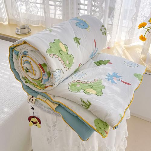 DOTBUY-SHOP Bettüberwurf Steppdecke, Süße Tiere Tagesdecke Baumwolle Leichte Tagesdecken mit Präge Wohndecke aus Gesteppt Bettdecke für Einzelbett Doppelbett (Dinosaurier,150x200cm) von DOTBUY-SHOP