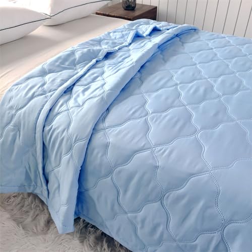 DOTBUY-SHOP Bettüberwurf Steppdecke, Uni-Farbe Tagesdecke Leichte Tagesdecken mit Präge Wohndecke aus Gesteppt Bettdecke Bettbezug für Einzelbett Doppelbett (150x200cm,Himmelblau) von DOTBUY-SHOP
