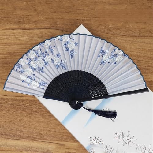 DOTBUY-SHOP Blumendruck Faltbare Fächer, Chinesischer Handfächer Fächer Klein Holz, Fecher Sommer mit Quasten,für Geburtstagsgeschenk,Tanzen,Party,Requisiten-Dekoration (10 Stück,Floral) von DOTBUY-SHOP