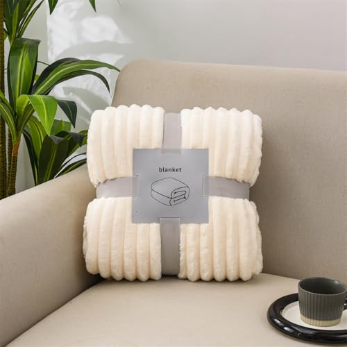 DOTBUY-SHOP Dicke Volltonfarbe Flanell Decken, Flauschig Kuscheldecke,Weich und Bequem Fleecedecke- Sofadecke, Winterliche Wärme Decke, Kuscheldecke für Sofas Betten Reisen (Beige,100x150cm) von DOTBUY-SHOP