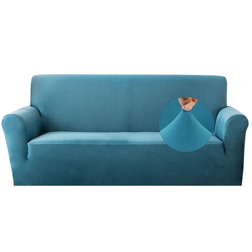 DOTBUY-SHOP Elastische Sofa Überzug, Couch Überzug 1-4 Sitzer Weicher Stretchbezug Sofabezug Sofa Cover Universal Sofaschoner Möbelschutz (90-140cm,Seeblau) von DOTBUY-SHOP