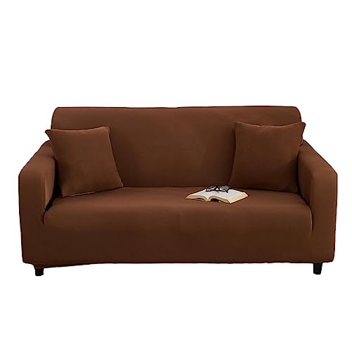 DOTBUY-SHOP Elastische Sofaschoner Couch Überzug 1 2 3 4 Sitzer Sofa Überzug Weicher Stretchbezug Sofabezug Universal Sofa Cover Sofaschoner Möbelschutz (190-230cm,Kaffee) von DOTBUY-SHOP