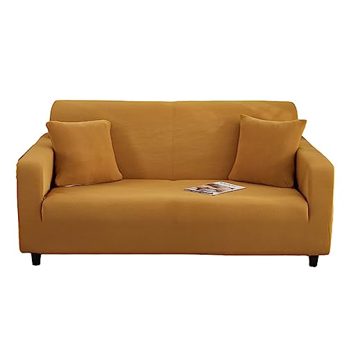 DOTBUY-SHOP Elastische Sofaschoner Couch Überzug 1 2 3 4 Sitzer Sofa Überzug Weicher Stretchbezug Sofabezug Universal Sofa Cover Sofaschoner Möbelschutz (235-300cm,Braun) von DOTBUY-SHOP