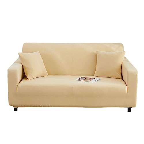 DOTBUY-SHOP Elastische Sofaschoner Couch Überzug 1 2 3 4 Sitzer Sofa Überzug Weicher Stretchbezug Sofabezug Universal Sofa Cover Sofaschoner Möbelschutz (90-140cm,Beige) von DOTBUY-SHOP