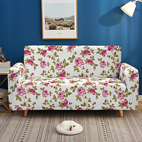 DOTBUY-SHOP Elastische Stretch Sofa Überzug, 3D Blumen Couch überzug 1 2 3 4 Sitzer Weicher Stretchbezug Sofabezug Sofa Cover Universal Sofaschoner Möbelschutz (145-185cm,Blume) von DOTBUY-SHOP